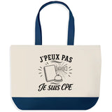 Grand Sac Cabas Fond Bleu J’peux pas je suis CPE