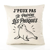 Housse de Coussin J’peux pas je préfère les Phoques
