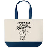 Grand Sac Cabas Fond Bleu J’peux pas je préfère les Chevreuils