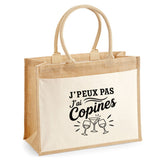 Sac Cabas Jute avec Poche J’peux pas j’ai Copines