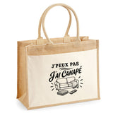 Sac Cabas Jute avec Poche J’peux pas j’ai Canapé