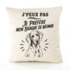 Housse de Coussin J’peux pas je préfère mon Braque de Weimar
