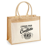 Sac Cabas Jute avec Poche J’peux pas j’ai Cueillette