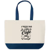 Grand Sac Cabas Fond Bleu J’peux pas je préfère le Café