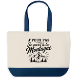 Grand Sac Cabas Fond Bleu J’peux pas je pars à la Montagne