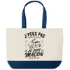Grand Sac Cabas Fond Bleu J’peux pas je suis Maçon