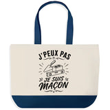 Grand Sac Cabas Fond Bleu J’peux pas je suis Maçon