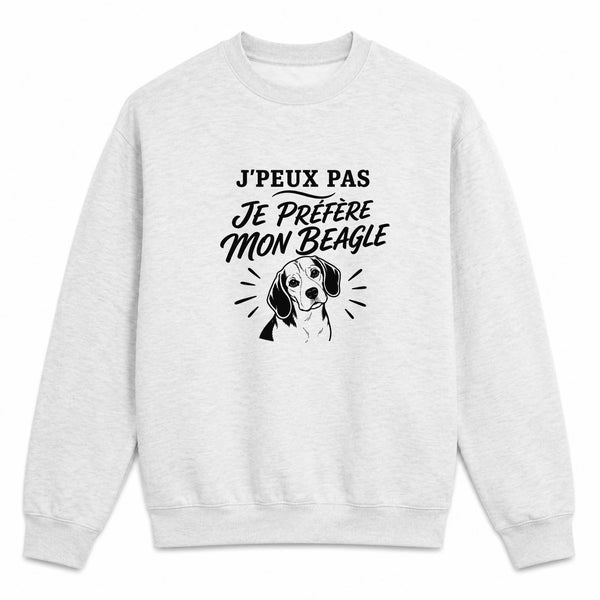 Sweat Gris Chiné J’peux pas je préfère mon Beagle