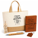 Coffret Cadeau J’peux pas je préfère mon Dogue de Bordeaux – Sac jute, carnet, stylo, porte-clés et marque-page