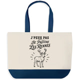 Grand Sac Cabas Fond Bleu J’peux pas je préfère les Rennes