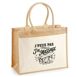 Sac Cabas Jute avec Poche J’peux pas j’ai Massage