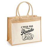 Sac Cabas Jute avec Poche J’peux pas j’ai Rando