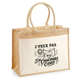 Sac Cabas Jute avec Poche J’peux pas j’ai Concours canin