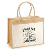 Sac Cabas Jute avec Poche J’peux pas je suis Jardinier
