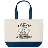 Grand Sac Cabas Fond Bleu J’peux pas je suis Cantonnier