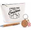 Coffret Cadeau J’peux pas j’ai Conserves – Trousse, stylo bambou et porte-clés