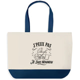 Grand Sac Cabas Fond Bleu J’peux pas je suis Nounou