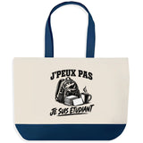 Grand Sac Cabas Fond Bleu J’peux pas je suis Étudiant