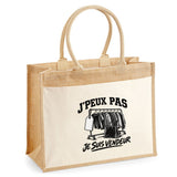 Sac Cabas Jute avec Poche J’peux pas je suis Vendeur