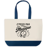 Grand Sac Cabas Fond Bleu J’peux pas j’ai Musique