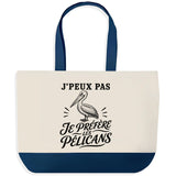 Grand Sac Cabas Fond Bleu J’peux pas je préfère les Pélicans