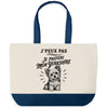 Grand Sac Cabas Fond Bleu J’peux pas je préfère mon Yorkshire