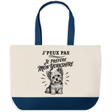 Grand Sac Cabas Fond Bleu J’peux pas je préfère mon Yorkshire