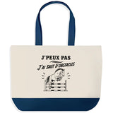 Grand Sac Cabas Fond Bleu J’peux pas j’ai Saut d’obstacles