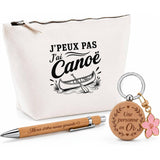 Coffret Cadeau J’peux pas j’ai Canoë – Trousse, stylo bambou et porte-clés