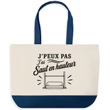 Grand Sac Cabas Fond Bleu J’peux pas j’ai Saut en hauteur