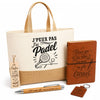 Coffret Cadeau J’peux pas j’ai Padel – Sac jute, carnet, stylo, porte-clés et marque-page