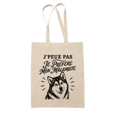Tote Bag Beige J’peux pas je préfère mon Malamute