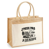 Sac Cabas Jute avec Poche J’peux pas je suis Retraité