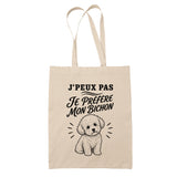 Tote Bag Beige J’peux pas je préfère mon Bichon