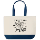 Grand Sac Cabas Fond Bleu J’peux pas j’ai les Potes