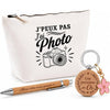 Coffret Cadeau J’peux pas j’ai Photo – Trousse, stylo bambou et porte-clés