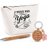 Coffret Cadeau J’peux pas j’ai Yoga – Trousse, stylo bambou et porte-clés