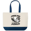 Grand Sac Cabas Fond Bleu J’peux pas je suis Journaliste