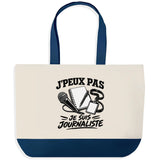 Grand Sac Cabas Fond Bleu J’peux pas je suis Journaliste