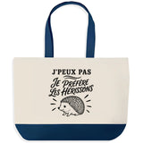 Grand Sac Cabas Fond Bleu J’peux pas je préfère les Hérissons