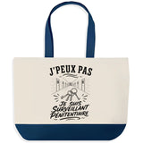 Grand Sac Cabas Fond Bleu J’peux pas je suis Surveillant pénitentiaire