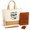 Coffret Cadeau J’peux pas j’ai Photo – Sac jute, carnet, stylo, porte-clés et marque-page