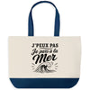 Grand Sac Cabas Fond Bleu J’peux pas je pars à la Mer