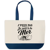 Grand Sac Cabas Fond Bleu J’peux pas je pars à la Mer