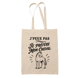 Tote Bag Beige J’peux pas je préfère mon Cheval