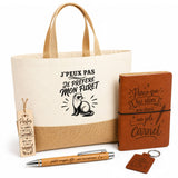 Coffret Cadeau J’peux pas je préfère mon Furet – Sac jute, carnet, stylo, porte-clés et marque-page