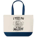 Grand Sac Cabas Fond Bleu J’peux pas je suis Militaire