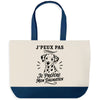 Grand Sac Cabas Fond Bleu J’peux pas je préfère mon Dalmatien