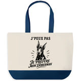 Grand Sac Cabas Fond Bleu J’peux pas je préfère mon Doberman
