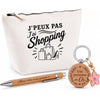 Coffret Cadeau J’peux pas j’ai Shopping – Trousse, stylo bambou et porte-clés